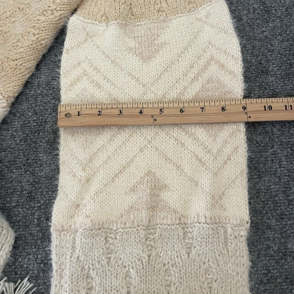 Idyllwind Scarf Womens OS Cream Beige Patchwork Cable Knit Tassel Fringe Boho